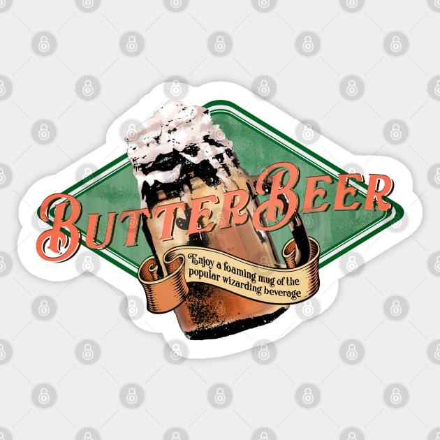 Butterbeer vintage print Sticker by Afire